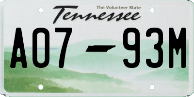 TN license plate A0793M