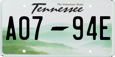 TN license plate A0794E