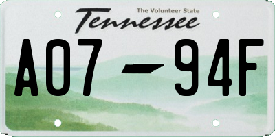 TN license plate A0794F
