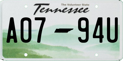 TN license plate A0794U
