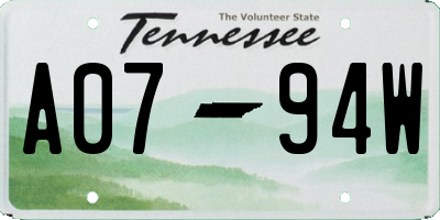 TN license plate A0794W