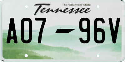 TN license plate A0796V