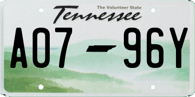 TN license plate A0796Y