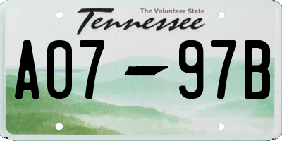 TN license plate A0797B