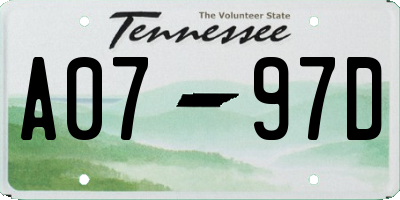 TN license plate A0797D
