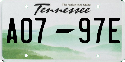 TN license plate A0797E