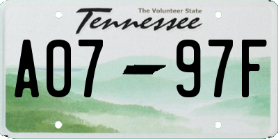 TN license plate A0797F