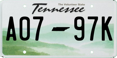 TN license plate A0797K
