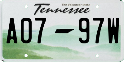 TN license plate A0797W