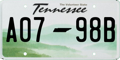 TN license plate A0798B