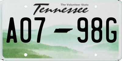 TN license plate A0798G
