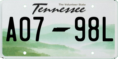 TN license plate A0798L