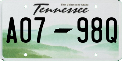 TN license plate A0798Q