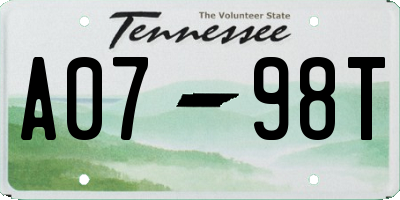 TN license plate A0798T