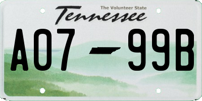 TN license plate A0799B