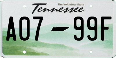 TN license plate A0799F