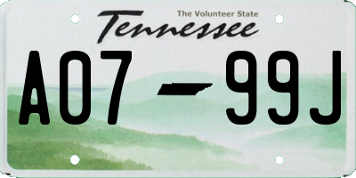 TN license plate A0799J