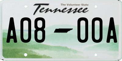 TN license plate A0800A