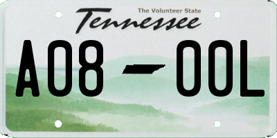 TN license plate A0800L