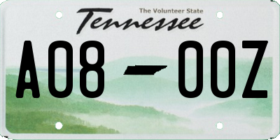 TN license plate A0800Z