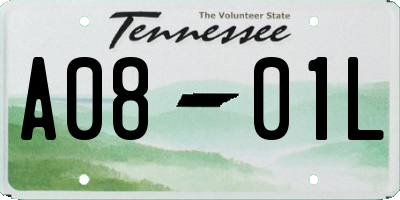 TN license plate A0801L