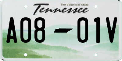 TN license plate A0801V