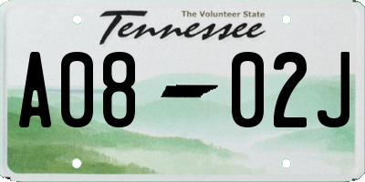 TN license plate A0802J