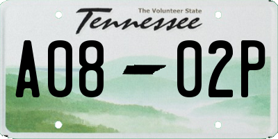 TN license plate A0802P