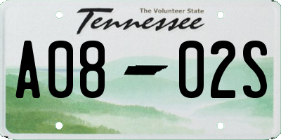 TN license plate A0802S