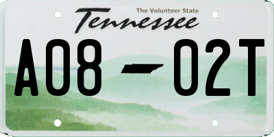 TN license plate A0802T