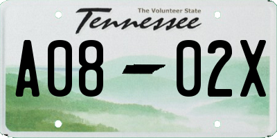 TN license plate A0802X