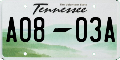 TN license plate A0803A