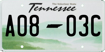 TN license plate A0803C