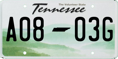 TN license plate A0803G
