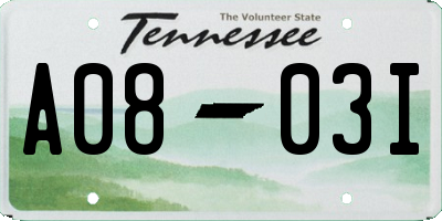 TN license plate A0803I