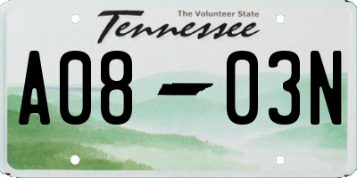 TN license plate A0803N