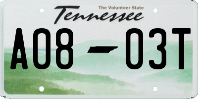 TN license plate A0803T