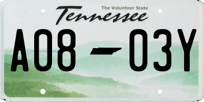 TN license plate A0803Y