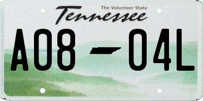 TN license plate A0804L