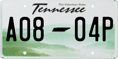 TN license plate A0804P