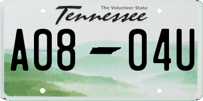 TN license plate A0804U