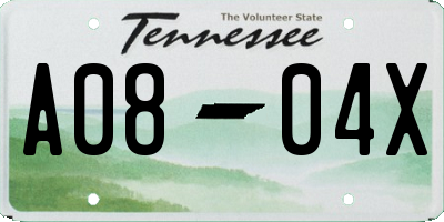 TN license plate A0804X