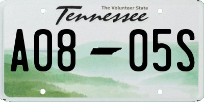 TN license plate A0805S