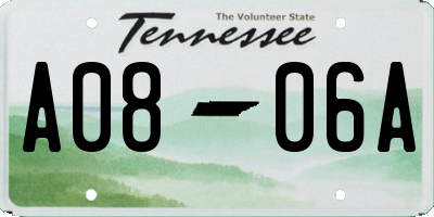 TN license plate A0806A