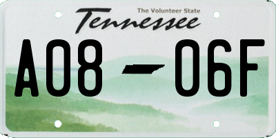 TN license plate A0806F