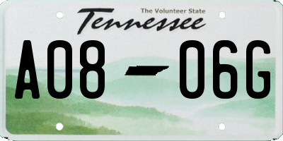 TN license plate A0806G