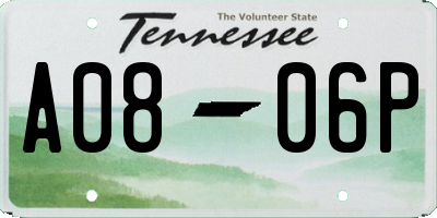 TN license plate A0806P