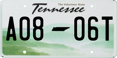 TN license plate A0806T