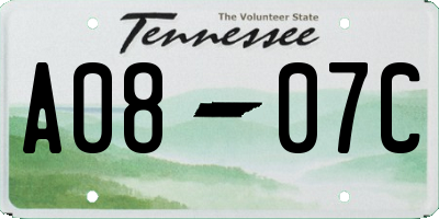 TN license plate A0807C