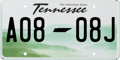 TN license plate A0808J